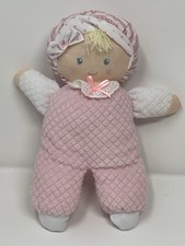 Eden Cloth My 1st  Baby Doll Lovey Thermal Waffle Pink Blonde Blue Eyes 11"