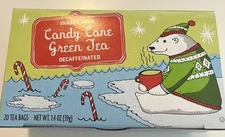 *NEW* TRADER JOE'S Candy Cane 🎅 GREEN TEA Decaffeinated (20) TEA BAGS EXP 07/26