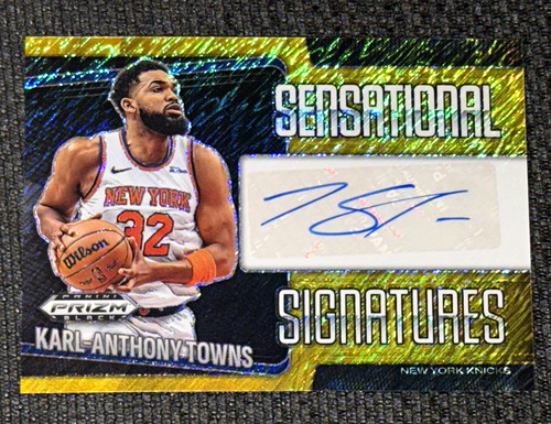 Karl-Anthony Towns 2024-25 Panini Prizm Black Signatures Gold Auto /10! Knicks