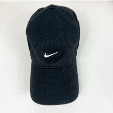 Vintage Nike Tailwind Hat Cap Strap Back Black White Dri-Fit 6 Panel Adjustable