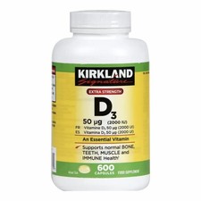 Kirkland Maximum Strength Vitamin D3 600 Softgels 1 bottle
