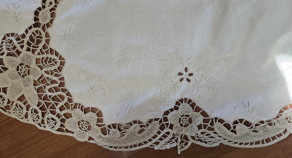 Lote 4 Manteles Vintage Battenberg Encaje Crochet Bordados Cottagecore Lino Foto 4 de 4