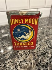 VINTAGE ADVERTISING EMPTY HONEY MOON VERTICAL POCKET TOBACCO TIN