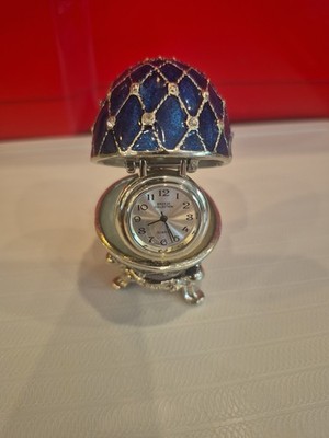 Breeze Collection Blau Emaille Ei Quarz Uhr Schmuckkästchen Ornament Geschenk