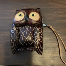 Handmade 3 Dimensional Designed Leather Wristlet Wallet Brown