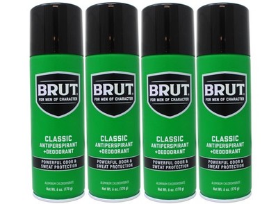 BRUT Anti-Perspirant Deodorant Spray, Classic 6 oz (Pack 6 Ounce of 4) 