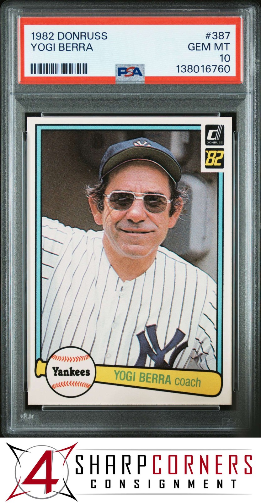 1982 DONRUSS #387 YOGI BERRA YANKEES HOF PSA 10