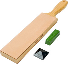 205H Double-Sided Leather Strop Genuine Cowhide 13.2" X 2.4" Kit with 2 Oz. Po