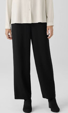 NWT 198 Eileen Fisher Black Pants 22W Straight Leg,Wrinkle Resistant Doubleweave