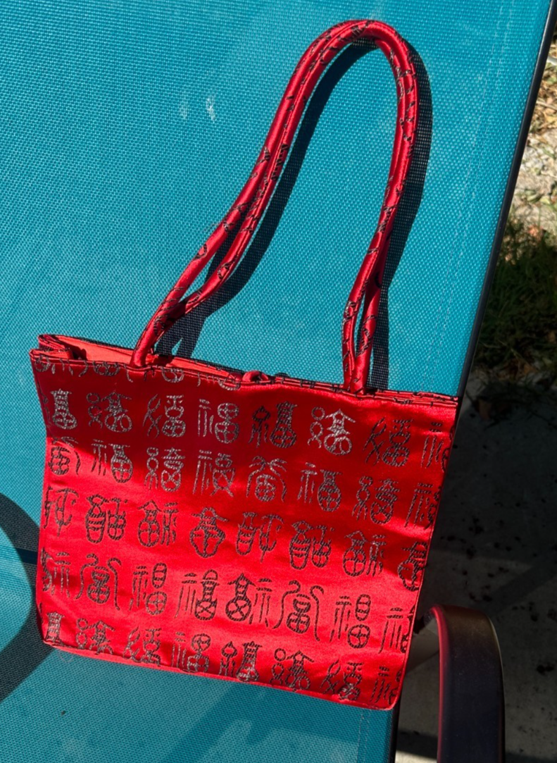 Chinese Red Silk Tote Bag Zip O NEW Make Offer | eBay