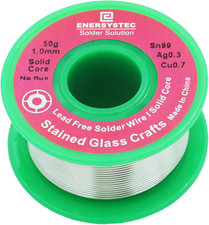 Solid Core Solder for Stained Glass Craft, 1.0mm Lead Free Solder Wire Withou...