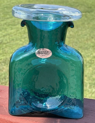 Blenko Glass MINI Water Bottle 384M/Cerulean