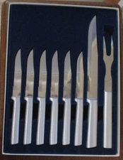 Rada Cutlery 8 Piece Steak Lovers Silver Satin Knife Set Vintage - New in box