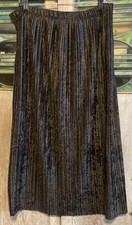 1990s Vintage Brown Velvet Long Maxi Skirt Pleated Size L Elastic Waist EUC