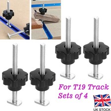 4 PCS M8 T-Track Kit, T-Track Bolts with Knobs and Washers for Woodworking UK