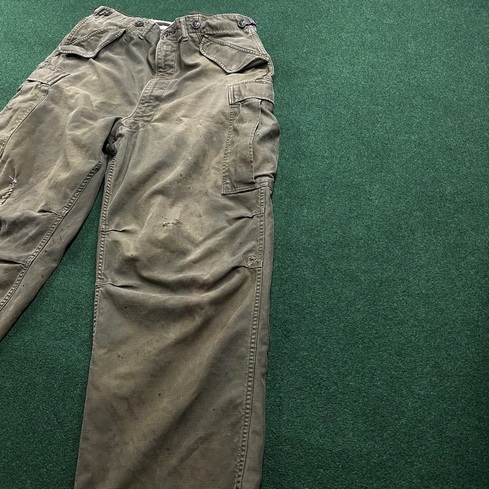 复古 OG 107 裤子男式 33 绿色 M51 M65 货物军用褪色田野穿 33x28 — 第 2/4 张图片