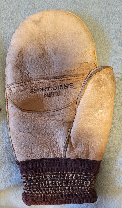 Vintage leather hunting shooting Sportsmens Mitt glove mitten