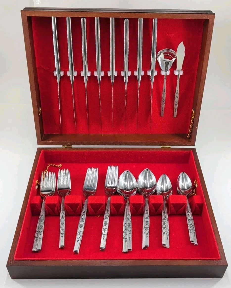 Vtg Oneida Spanada Wm A Rogers Premier Stainless Flatware Set 42 Pc Serve 8 Case