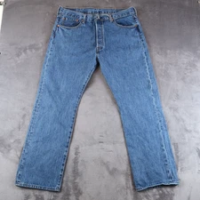 2000s Levis 501 Size 38x30 (36x28.5) Jeans Straight Denim Blue Mens 1252