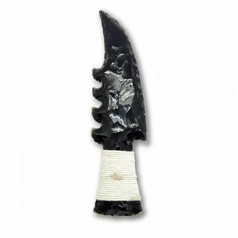 Handmade Black Obsidian Knife Serrated Blade Wrapped Grip Volcanic Glass
Opens in a new window or ta