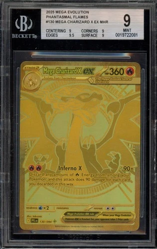 Pokemon Mega Charizard X ex Phantasmal Flames Mega Hyper Rare #130 BGS 9 Mint