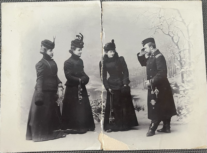 Very Rare Photo Card 19 Century - Russian Nobles on the skating rink