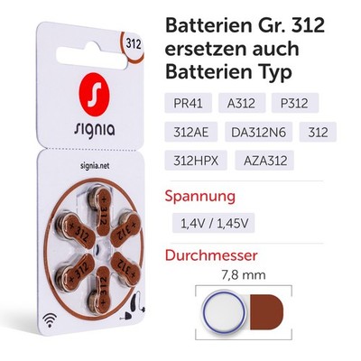 Audibene Hörgeräte Batterien Gr. 312 - 120x + GRATIS Reinigungstuch Ink. Versand