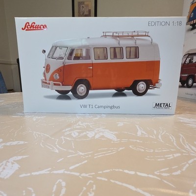 Volkswagen Schuco 1:18 VW T1 Campingbus Diecast Van Orange White Opening Doors