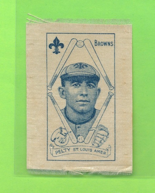 S74 SILK BARNEY PELTY 1911 TURKEY RED w/T205 IMAGE PREWAR MLB FABRIC RARE *TPHLC
