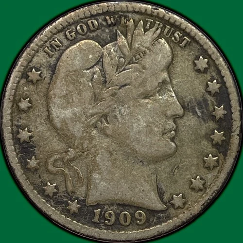 1909-S Barber Quarter Very Fine VF Coin #32541