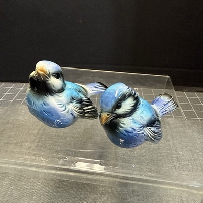 Vintage Goebel Blue Bird Figurines Pair CV72 West Germany Porcelain Sparrow Bird