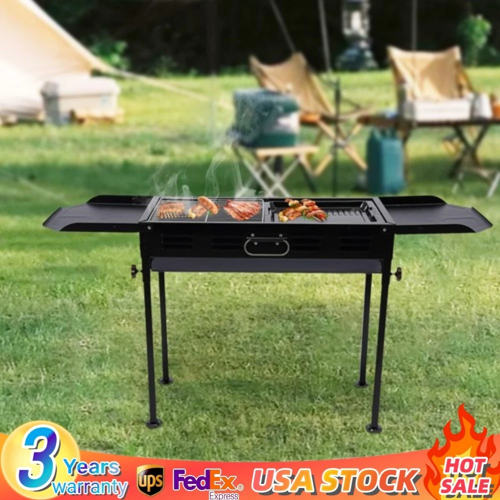 26.1*11.8in Portable Charcoal Grill Camping Picnics Collapsible Barbecue Grill