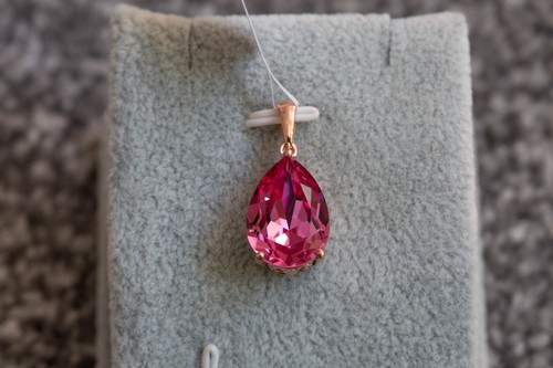 Swarovski Pink Crystal Rose Gold Plated Sterling Silver Pendant only