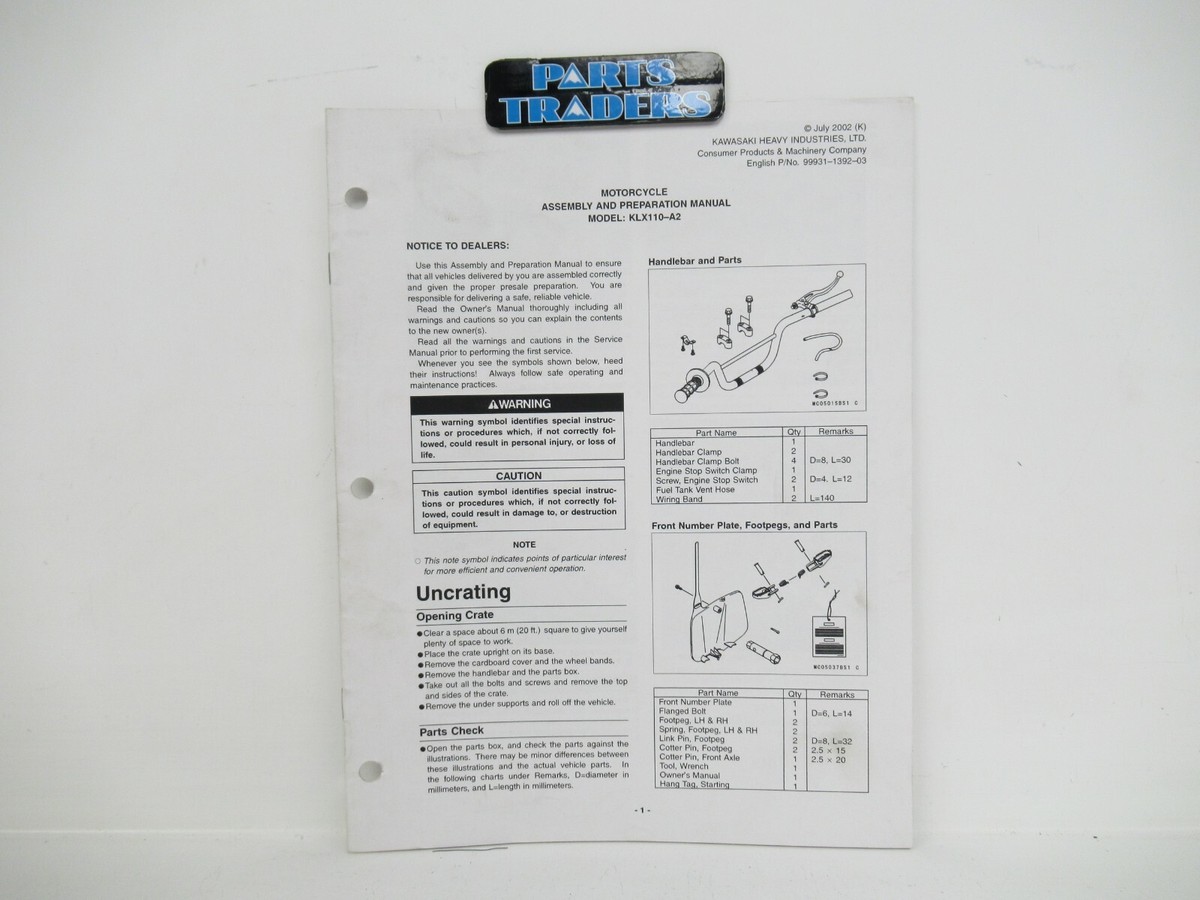 ストック NOS Genuine Kawasaki Dealer Factory Assembly & Preparation