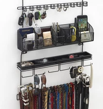Longstem Men's Tie Belt Rack Accessory Closet Hanging Organizer Black #9200 