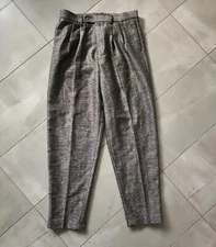 Asos Wool Blend pleated chino 34 Pant Jogger Pam Jean Brown grey beige