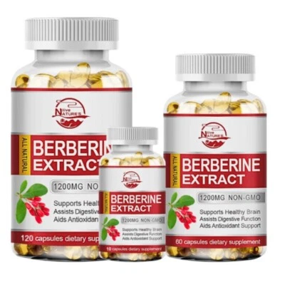 NATURE'S LIVE Berberin HCL Extrakt, 120 Kapseln a 1200 mg, Unterstützt Die Herzgesundheit