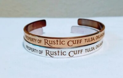 2 Retired Rustic Cuff Bracelets Property of Tulsa OK Lot Mixed Metal Silver Gold