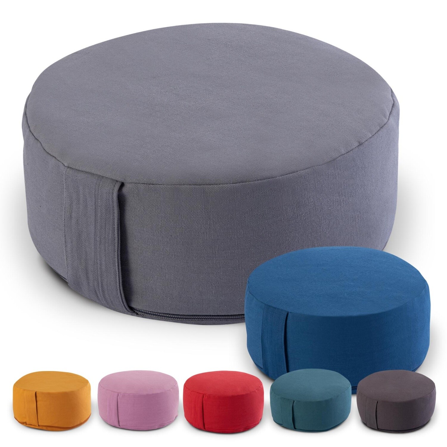 Yogakissen Bodenkissen rund H 14xø31 cm mit Buchweizenschalen Meditationskissen