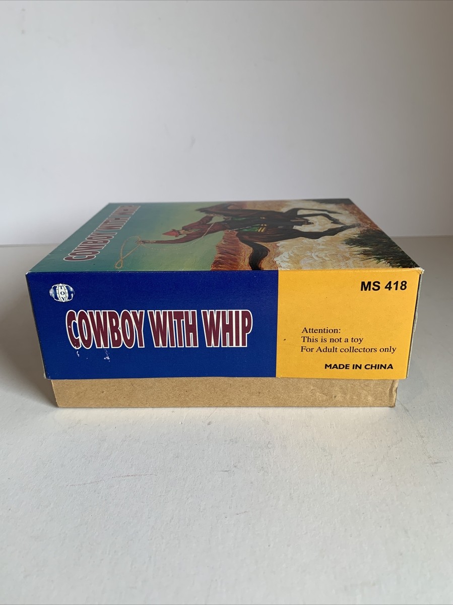 COWBOY WITH WHIP lasso wind up TIN TOY New in ORIGINAL BOX
