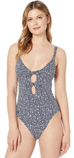 Polo Ralph Lauren Blue Sprouting Floral Double Tie L47009 Womens Swimsuit Size M