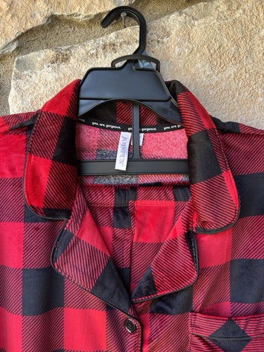 Fleece Pajamas Set 3X 22/24W Black Red Plaid Top & Bottom 2XL XXL Super Soft NEW - Picture 2 of 11