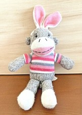 Dan Dee Collector's Choice Sock Monkey Bunny Ears Striped Stuffed Plush Toy 12"