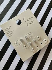 Women's Sterling Silver Cubic Zirconia Stud Earring 2 Sets A New Day Nickel Free