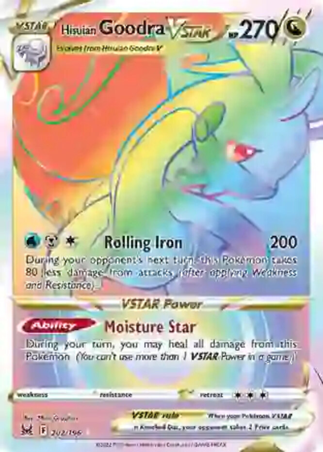 1x Hisuian Goodra VSTAR - 202/196 - Secret Rare Lightly Played Pokemon SWSH11 - 