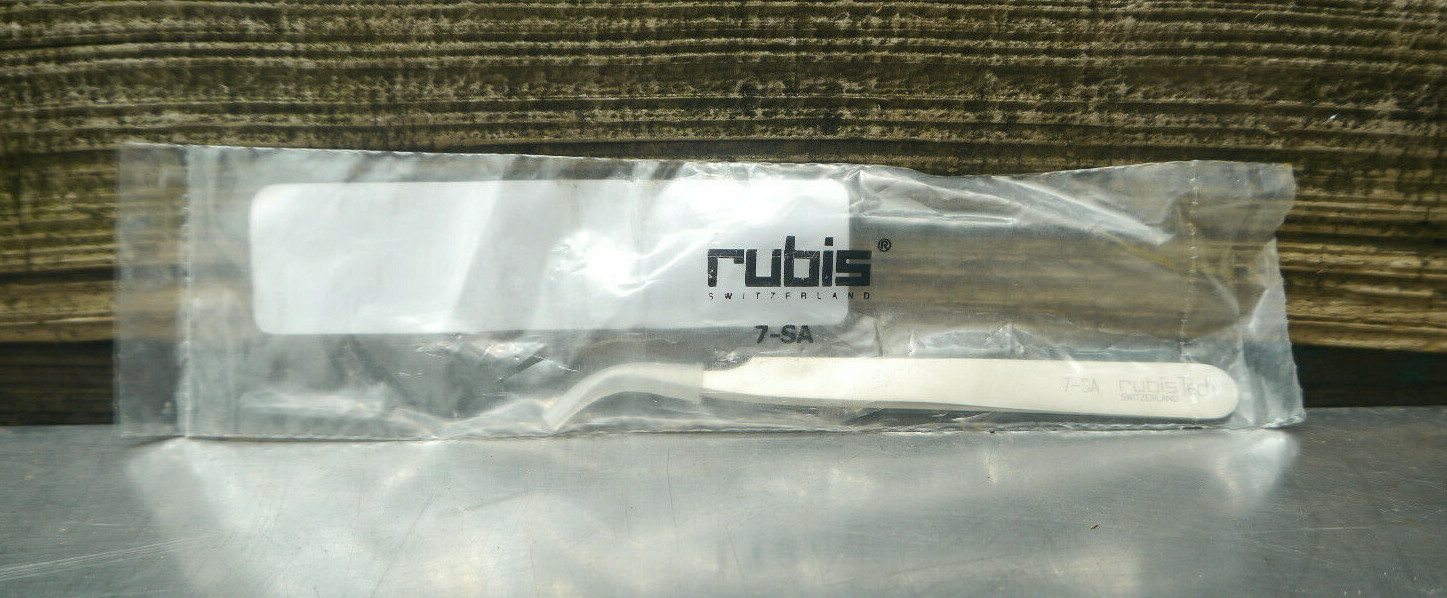 *NEW* RubisTech 7-SA Stainless Steel Curved Ultra Fine Point Tweezers Rubis Tech