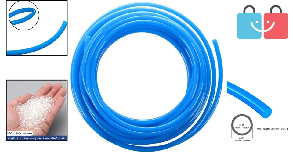 Flexible 1/2" OD Blue PU Tubing for Air Compressors - High-Pressure Capabilities - Image 2 of 4