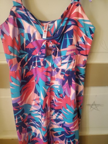 Fabkids Girls Sleeveless multicolored wide leg Romper, Size L(10/12) - Picture 4 of 7