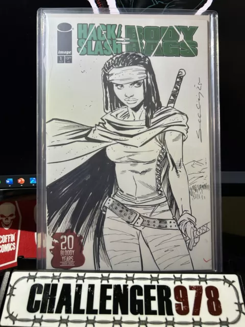 TWD - MICHONE - Tim Seeley OA SKETCH w/ COA + Toploader