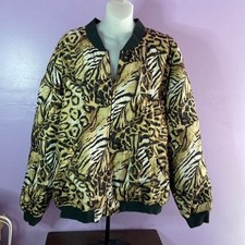 Clio Ii Silk Long Sleeve Full Zip Animal Print Jacket Size 2x